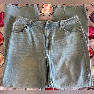 SO Juniors Dad Jeans in Light Blue with Heart Design